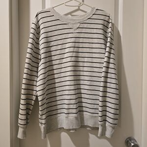 dip Women's Crewneck Sweater in Light Gray and Black Stripes